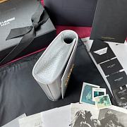 YSL Kate Clutch In Silver Grain De Poudre Embossed Leather 326079 Size 27cm - 2