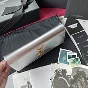 YSL Kate Clutch In Silver Grain De Poudre Embossed Leather 326079 Size 27cm - 4