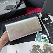 YSL Kate Clutch In Silver Grain De Poudre Embossed Leather 326079 Size 27cm - 5