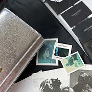 YSL Kate Clutch In Silver Grain De Poudre Embossed Leather 326079 Size 27cm - 6