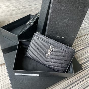 YSL Monogram Quilted Clutch In Silver Size 23x13x1cm