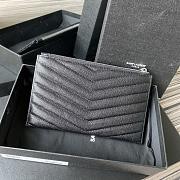 YSL Monogram Quilted Clutch In Silver Size 23x13x1cm - 5