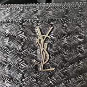 YSL Monogram Quilted Clutch In Silver Size 23x13x1cm - 6