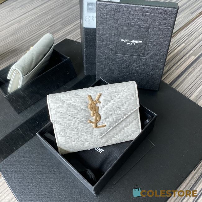 YSL Small Envelope Wallet In White 41440 Size 13.5x9.5x3cm - 1