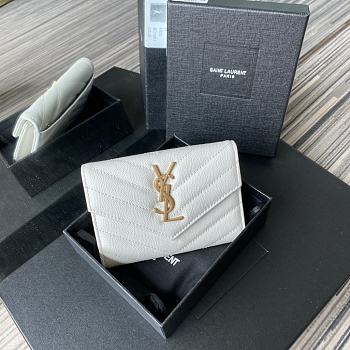 YSL Small Envelope Wallet In White 41440 Size 13.5x9.5x3cm