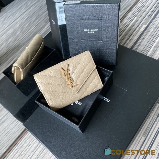 YSL Small Envelope Wallet In Beige 41440 Size 13.5x9.5x3cm - 1