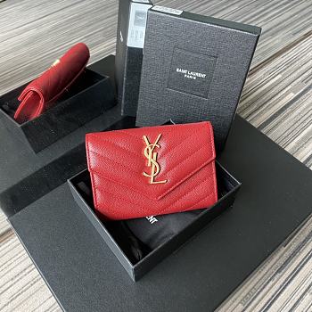 YSL Small Envelope Wallet In Red 41440 Size 13.5x9.5x3cm