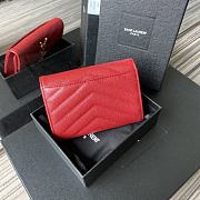 YSL Small Envelope Wallet In Red 41440 Size 13.5x9.5x3cm - 2