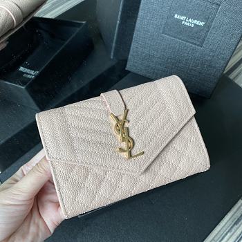 YSL Tri-Fold Pebbled Purse 65102 Size 13.5x9.5x3cm