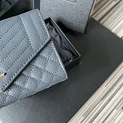 YSL Tri-Fold Pebbled Purse In Blue 65102 Size 13.5x9.5x3cm - 4