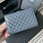 YSL Tri-Fold Pebbled Purse In Blue 65102 Size 13.5x9.5x3cm - 2