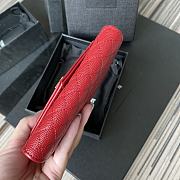 YSL Tri-Fold Pebbled Purse In Red 65102 Size 13.5x9.5x3cm - 6