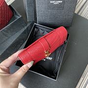 YSL Tri-Fold Pebbled Purse In Red 65102 Size 13.5x9.5x3cm - 4