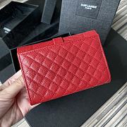 YSL Tri-Fold Pebbled Purse In Red 65102 Size 13.5x9.5x3cm - 3