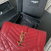 YSL Tri-Fold Pebbled Purse In Red 65102 Size 13.5x9.5x3cm - 2