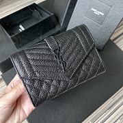 YSL Tri-Fold Pebbled Purse In Black 65102 Size 13.5x9.5x3cm - 1