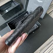 YSL Tri-Fold Pebbled Purse In Black 65102 Size 13.5x9.5x3cm - 6