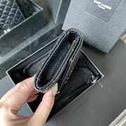 YSL Tri-Fold Pebbled Purse In Black 65102 Size 13.5x9.5x3cm - 5