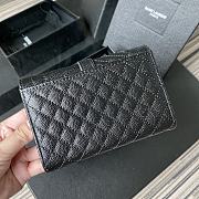YSL Tri-Fold Pebbled Purse In Black 65102 Size 13.5x9.5x3cm - 4