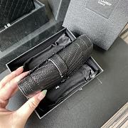 YSL Tri-Fold Pebbled Purse In Black 65102 Size 13.5x9.5x3cm - 3