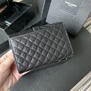 YSL Tri-Fold Pebbled Purse In Silver 65102 Size 13.5x9.5x3cm - 2