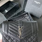 YSL Tri-Fold Pebbled Purse In Silver 65102 Size 13.5x9.5x3cm - 3