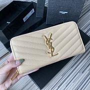YSL Monogram Zip Around Wallet In Beige 35809 Size 19cm - 1
