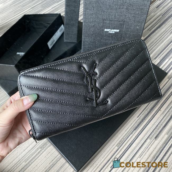 YSL Monogram Zip Around Wallet In Black 35809 Size 19cm - 1