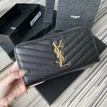YSL Monogram Zip Around Wallet In Gold 35809 Size 19cm