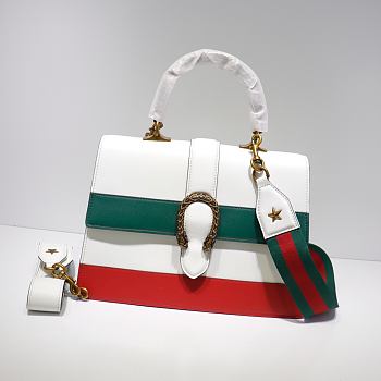 Gucci Dionysus Bamboo Medium Top Handle Bag In White 34cm