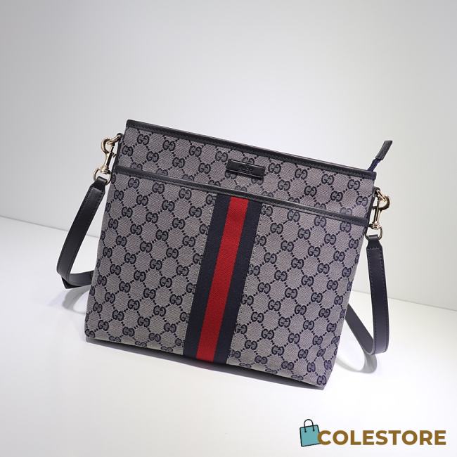 Gucci GG Canvas Shoulder Bag In Navy Blue 388926 Size 29cm - 1