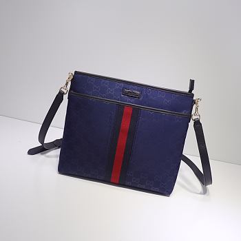 Gucci GG Canvas Shoulder Bag In Blue 388926 Size 29cm