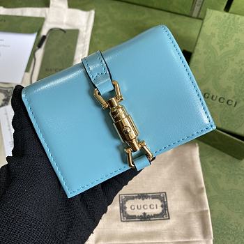 Gucci Jackie 1961 Card Case Wallet In Sky Blue 645536 Size 11x8.5x3cm