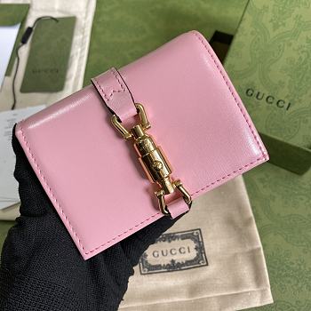 Gucci Jackie 1961 Card Case Wallet In Pink 645536 Size 11x8.5x3cm