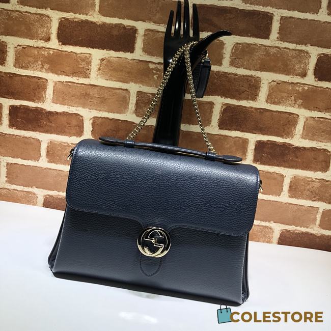 Gucci GG Interlocking Chain Shoulder Bag In Dark Blue 32cm - 1