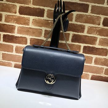 Gucci GG Interlocking Chain Shoulder Bag In Dark Blue 32cm