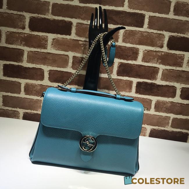 Gucci GG Interlocking Chain Shoulder Bag In Ocean Blue 32cm - 1