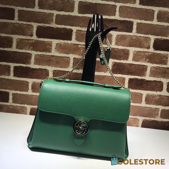 Gucci GG Interlocking Chain Shoulder Bag In Green 32cm - 1