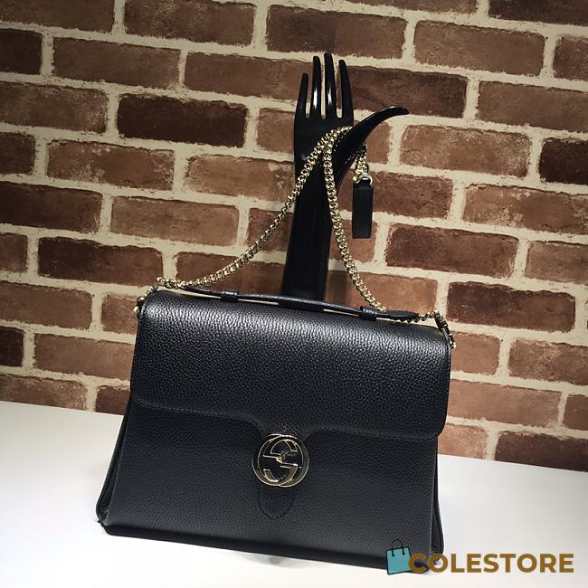 Gucci GG Interlocking Chain Shoulder Bag In Black 32cm - 1