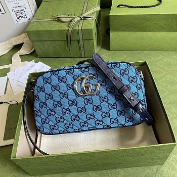 Gucci Blue Diagonal Matelassé GG Canvas Shoulder Bag 24cm