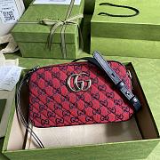 Gucci Red & Blue Diagonal Matelassé GG Canvas Shoulder Bag ‎24cm - 1
