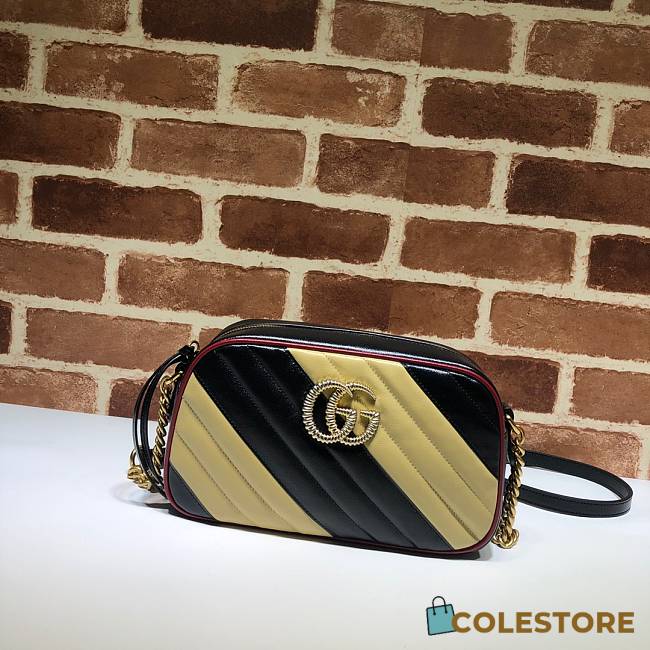 Gucci GG Marmont Small Shoulder Bag Black & Beige 443497 Size 24x12x7cm - 1