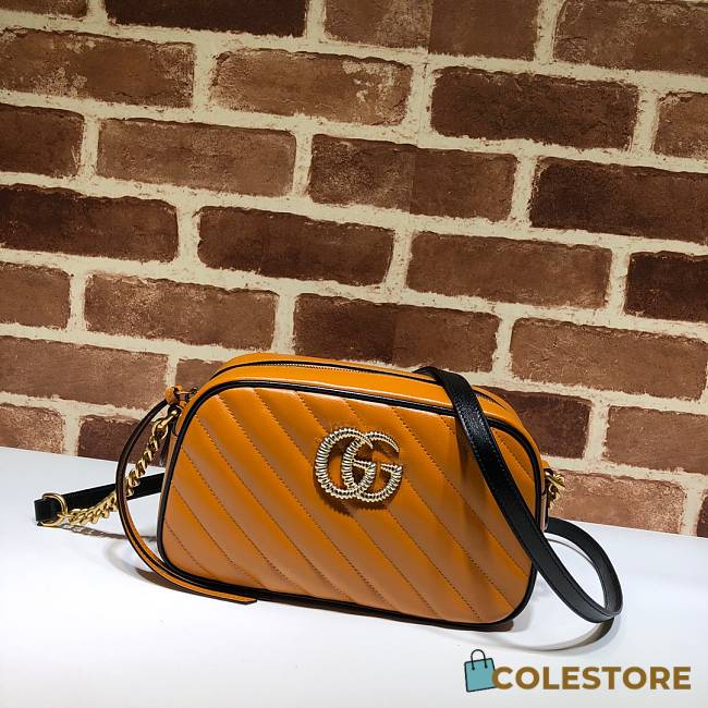 Gucci GG Marmont Small Shoulder Bag Black & Brown 447632 Size 24x12x7cm - 1