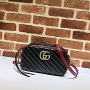 Gucci GG Marmont Small Shoulder Bag Black & Red 447632 Size 24x12x7cm - 1