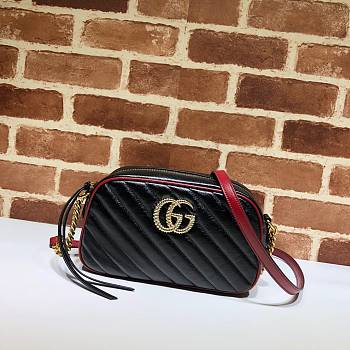 Gucci GG Marmont Small Shoulder Bag Black & Red 447632 Size 24x12x7cm