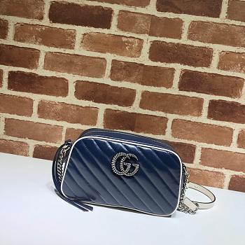 Gucci GG Marmont Small Shoulder Blue & White 447632 Size 24x12x7cm