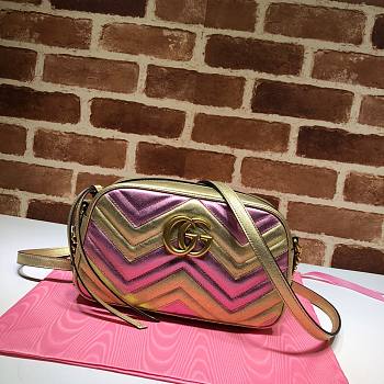 Gucci GG Marmont Small Shoulder Gold & Pink 447632 Size 24x12x7cm