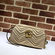 Gucci GG Marmont Small Shoulder In Beige Velvet 447632 Size 24x12x7cm - 1