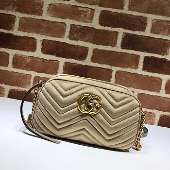 Gucci GG Marmont Small Shoulder In Beige Velvet 447632 Size 24x12x7cm