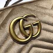 Gucci GG Marmont Small Shoulder In Beige Velvet 447632 Size 24x12x7cm - 6